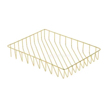 

Nodic Rose Gold Storage Basket Mesh Vintage Office Books Magazine Snack Cosmetic Fruit Desk Organizer Storage Rack Shelf Holder