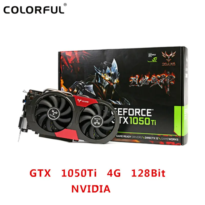  New Colorful iGame 1050Ti Graphics Card NVIDIA GeForce GTX 1050Ti 128bit DDR5 6Pin Video Card GTX with DVI + HDMI+ DP for PC
