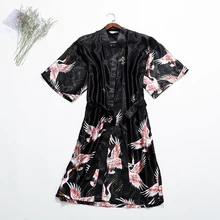 Сексуальное Черное Женское ночное белье, ночная рубашка с принтом, свадебное платье невесты, платье подружки невесты, летнее повседневное домашнее платье, кимоно, Халат