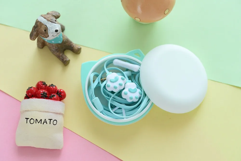 Chiclits 3.5mm in-ear Earphone Cartoon Cat Paw Headphone With Microphone Pack Boxes  for iPhone Samsung Android (26)