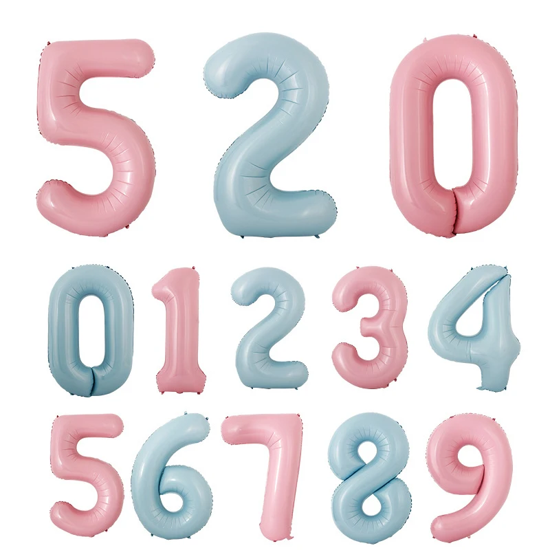 40 Inch Macaron Blue Pink Foil Number Balloons 0 1 2 3 4 5 6 7 8 9 Birthday Party Baby Shower Wedding Decoration Festival Ballon