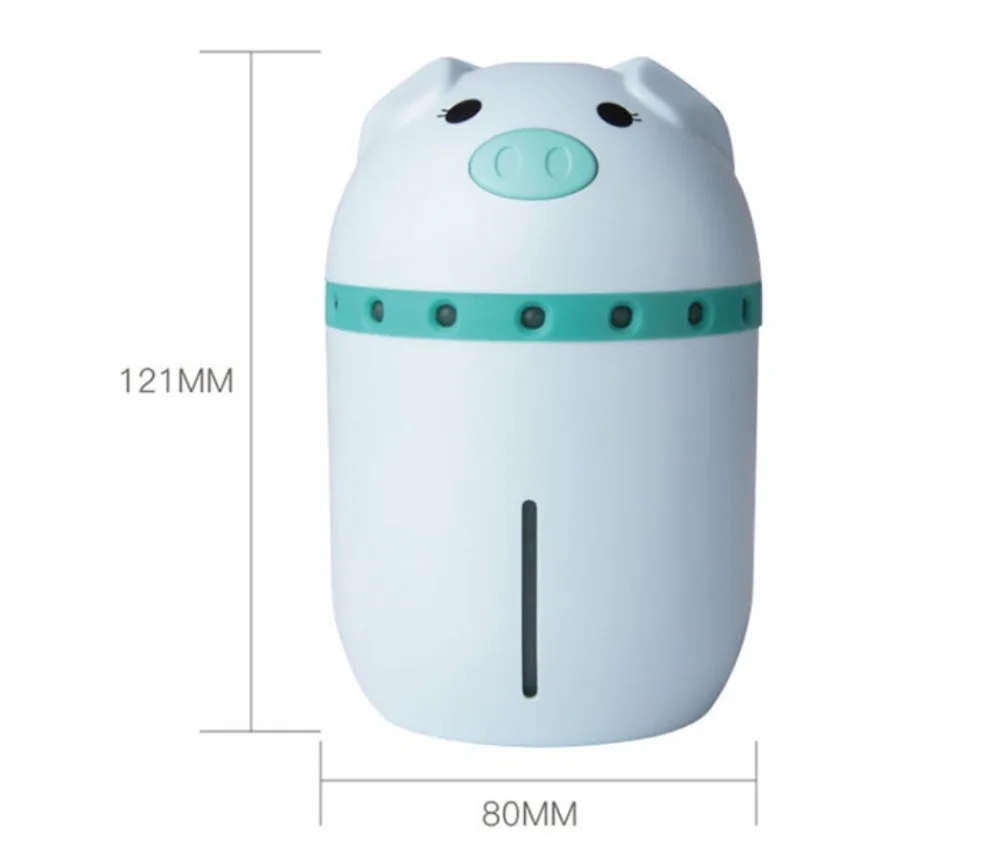 Pig Mini Mist USB Air Humidifier with Colorful Lights 3 in 1 Ultrasonic Diffuser Essential Oil Mist Purifier for Car Home