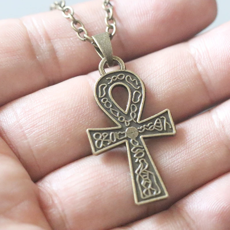Египетский ключ жизни Ankh крест кулон ожерелье для мужчин женщин Винтаж античный серебряный бронзовый чокер колье Bijoux защита