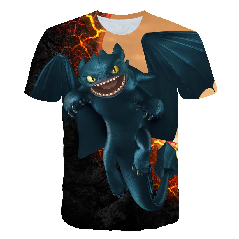 

2019 Summer Fashion New How to Train Your Dragon Series 3D Print Tops T-Shirt Men's Fashion Casual Wear Men's Breathable Short S