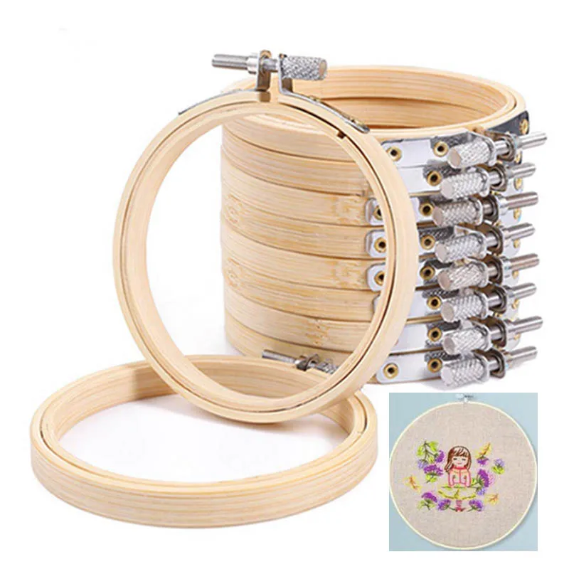 

10pcs Bamboo Embroidery Hoop Circle Round Frame Art Craft Cross Stitch Chinese Traditional Round Needlecraft Sewing Tools
