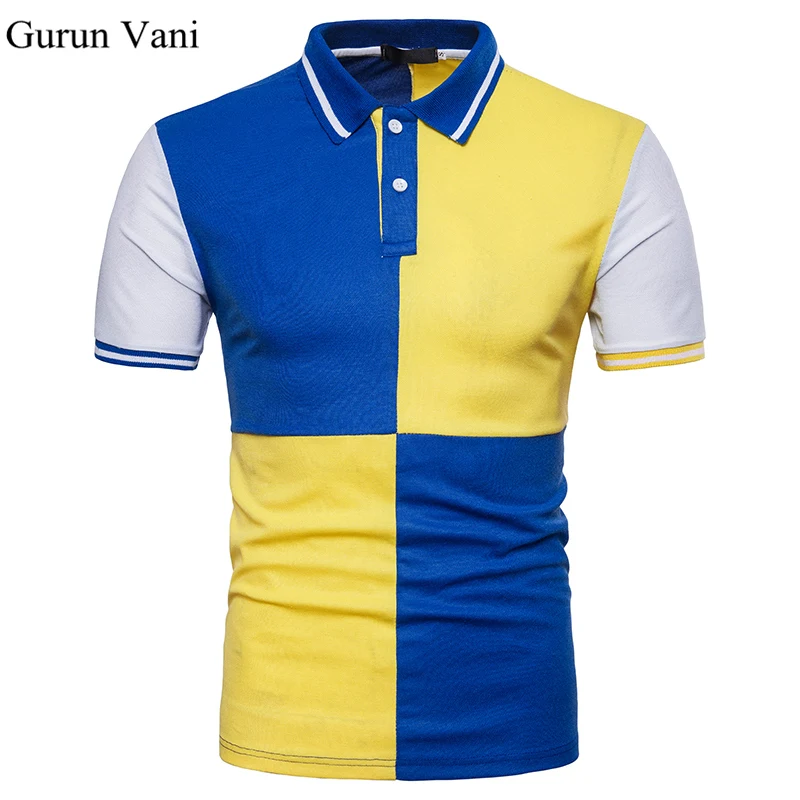 New Men's Polo Shirt Men Business & Casual Different Color Stitching ...
