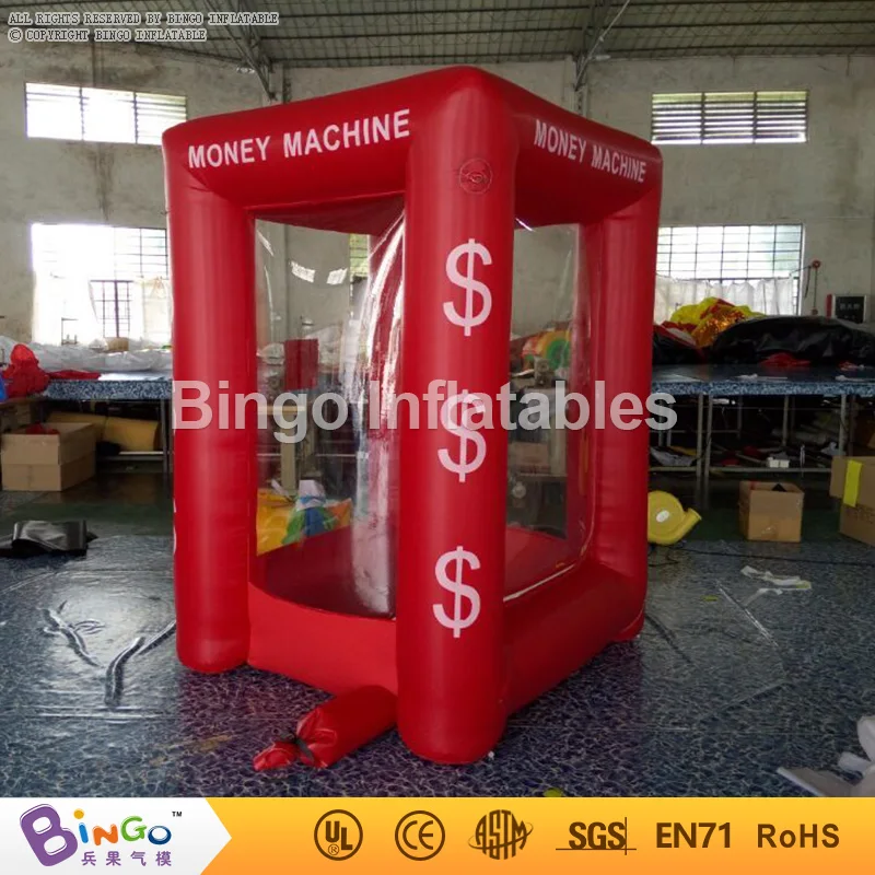  Customized red color 1.7X1.5X2.2 Meters inflatable cash grab machine promotional cubic inflatable m