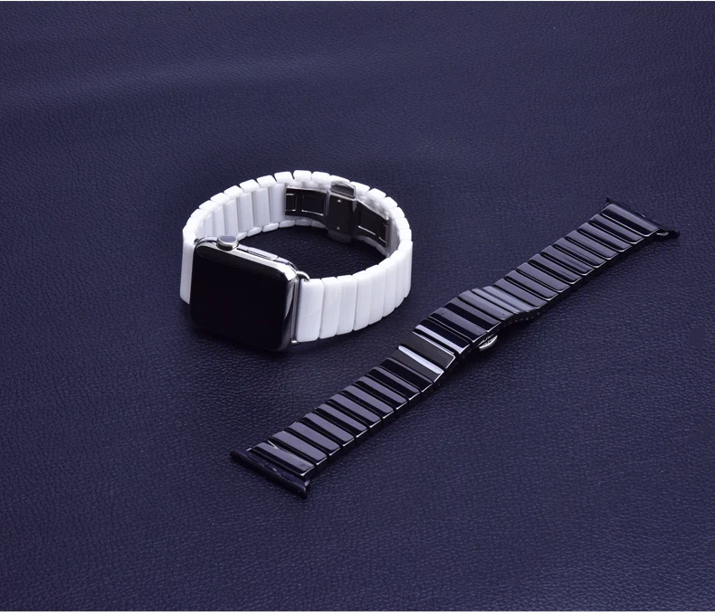 

Ceramic Watchband for Apple Watch band 38mm 42mm 40mm 44mm Butterfly Buckle Band for iwatch link bracelet series 4 3 2 1