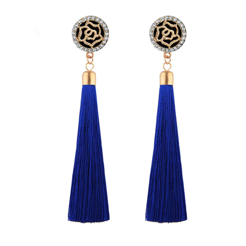 2018 Trendry Earrings for women Tassel Earrings Bohemian Long  Rose Flower Dangling Earrings Jewelry for gift Brincos J05#N (1)