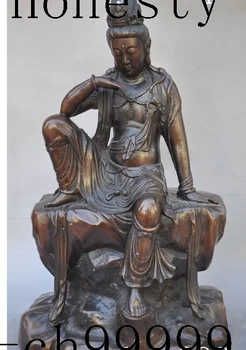 

15"china buddhism bronze seat Freedom Kwan-Yin GuanYin Bodhisattva buddha statue