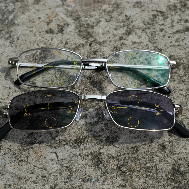 Раза прогрессивные Мультифокальные очки переход солнцезащитные очки фотохромные очки для чтения Для мужчин точки для чтения рядом далеко взгляд FML