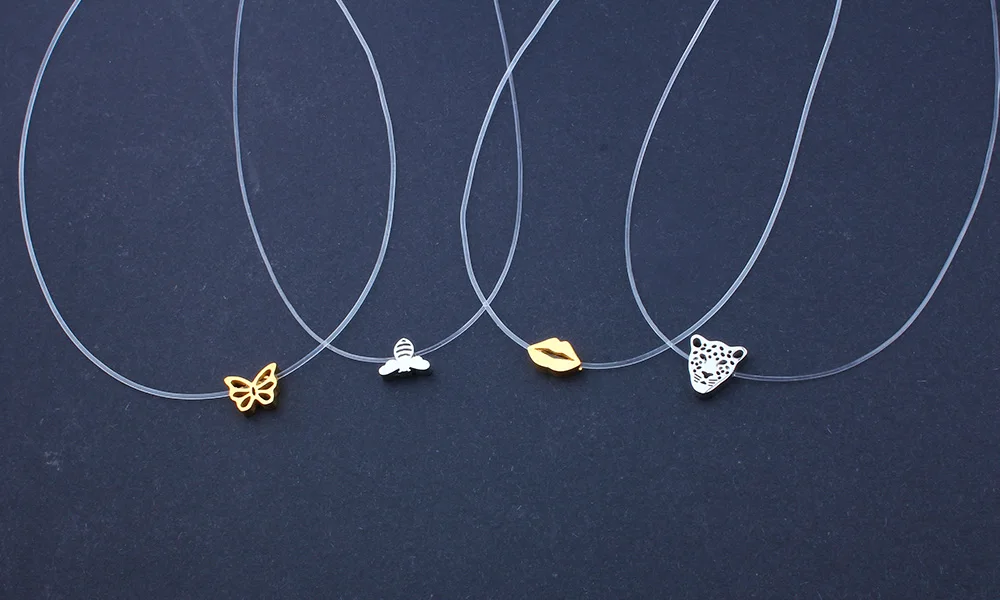 stainless steel invisible chain necklace jewelry necklaces for women necklaces& pendants chocker neckless silver clover