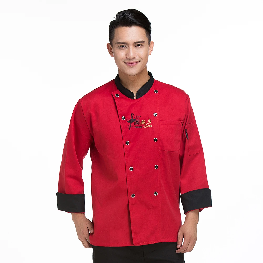 New Chinese Style Long Sleeve White Chef Jacket Restaurant Hotel Chef