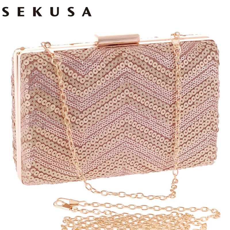 SEKUA Sequined diamonds women evening bags day clutches lady handbags