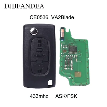 

DJBFANDEA Flip Car Remote Key for CITROEN C2 C3 C4 C5 Berlingo Picasso Vehicle Control Alarm (CE0536 ASK/FSK, 3 Buttons VA2)