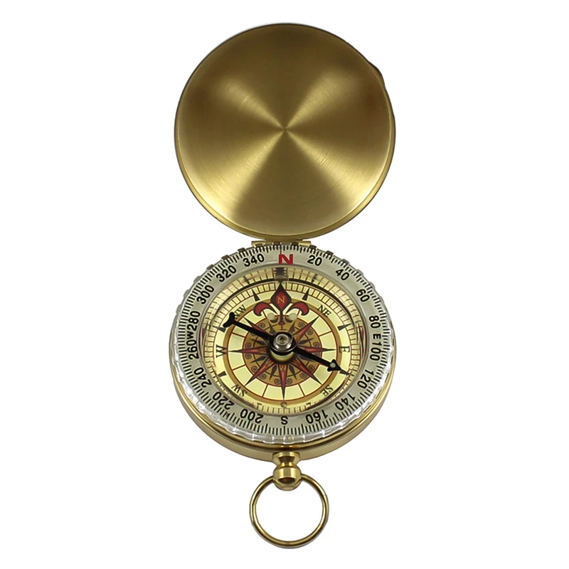 

Pocket Compass Navigation Tools Watch Style Bronzing Antique for Outdoor Camping Hiking Travel Portable in Golden