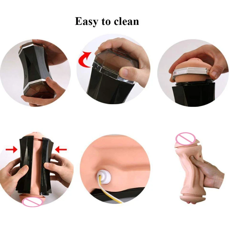 Automatic Dual Channel Male Masturbator Vibration Realistic Multi-frequency Vagina Pussy Cup Oral Sex Machine Sex Toys For Men