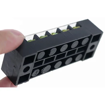 

600V Terminal Barrier Strips Cable Connector 5 Points Dual Row Screw Blocks Set