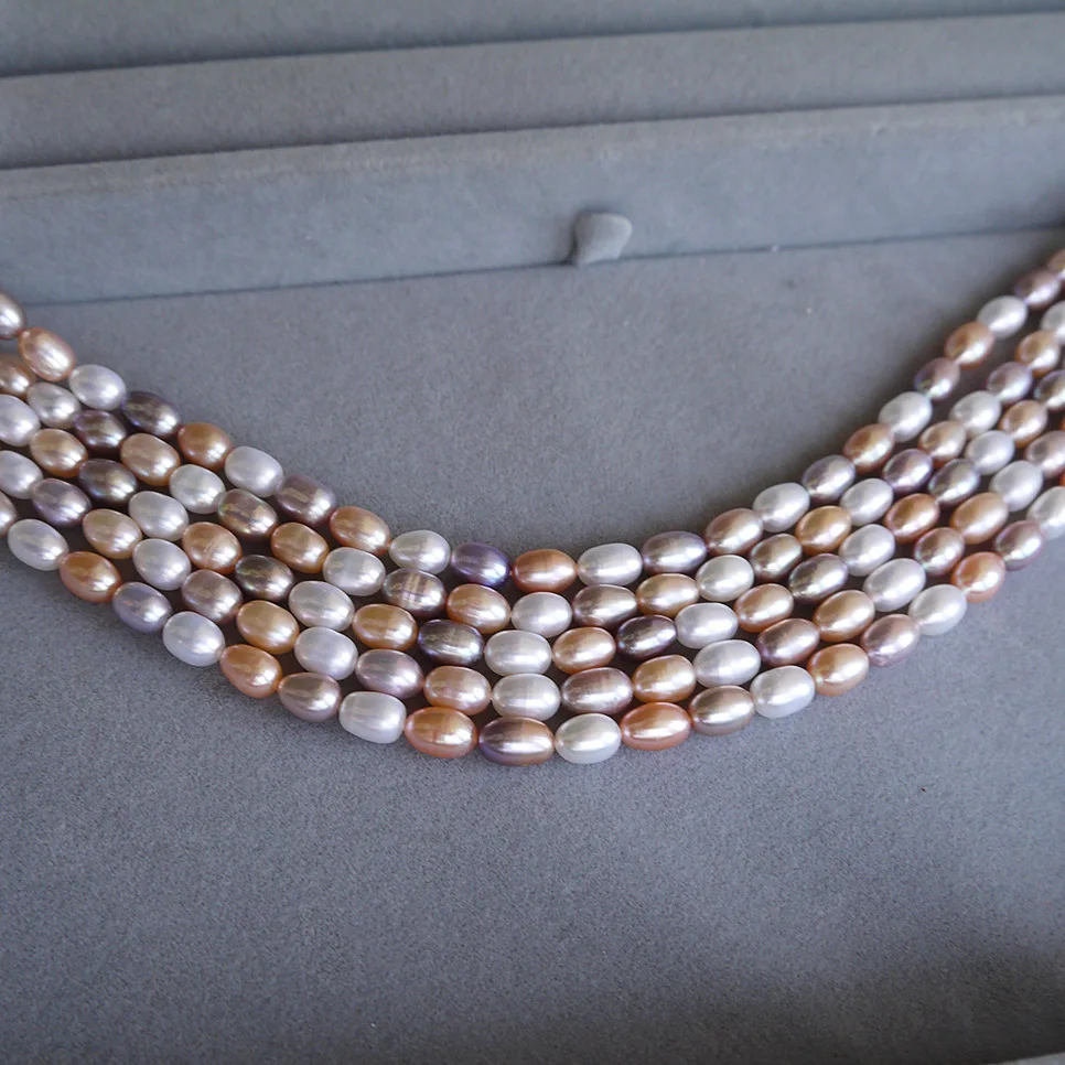 6-7 мм mixcolor риса Перл loose Бусины естественный пресноводный подлинной pearl strand полуфабрикаты свободный pearl 3 шт./лот