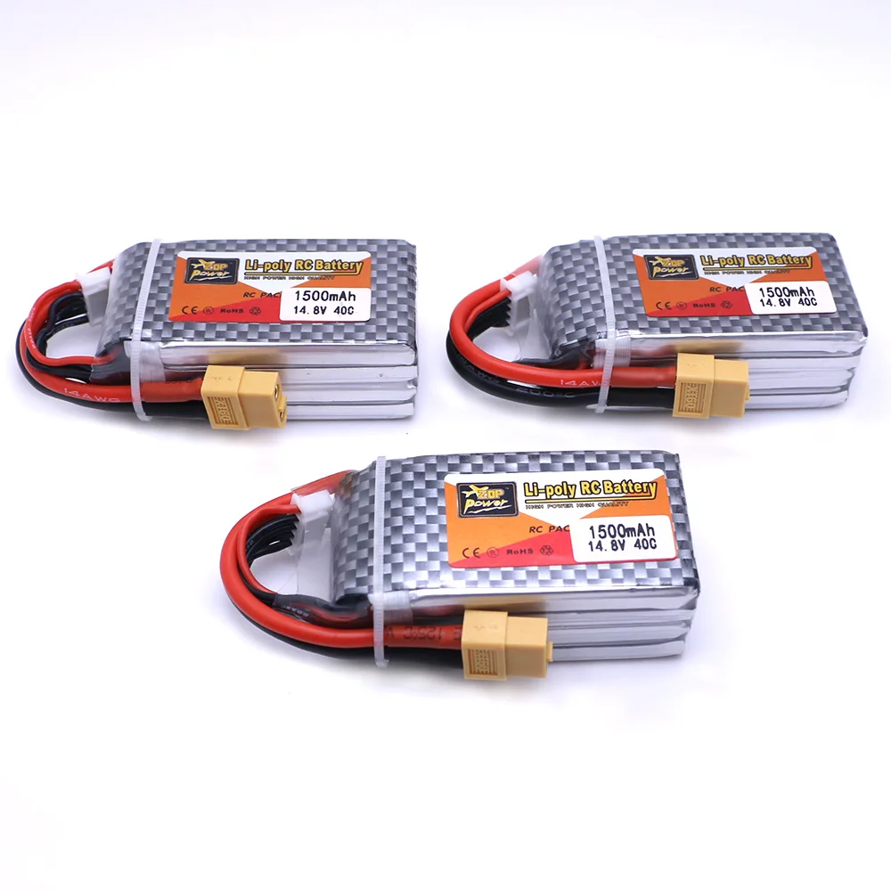 

1 2 3 pcs/lot ZOP Power 14.8V 1500mAh 4S 40C Lipo Battery XT60 Plug Rechargeable Battery for RC Car Drone