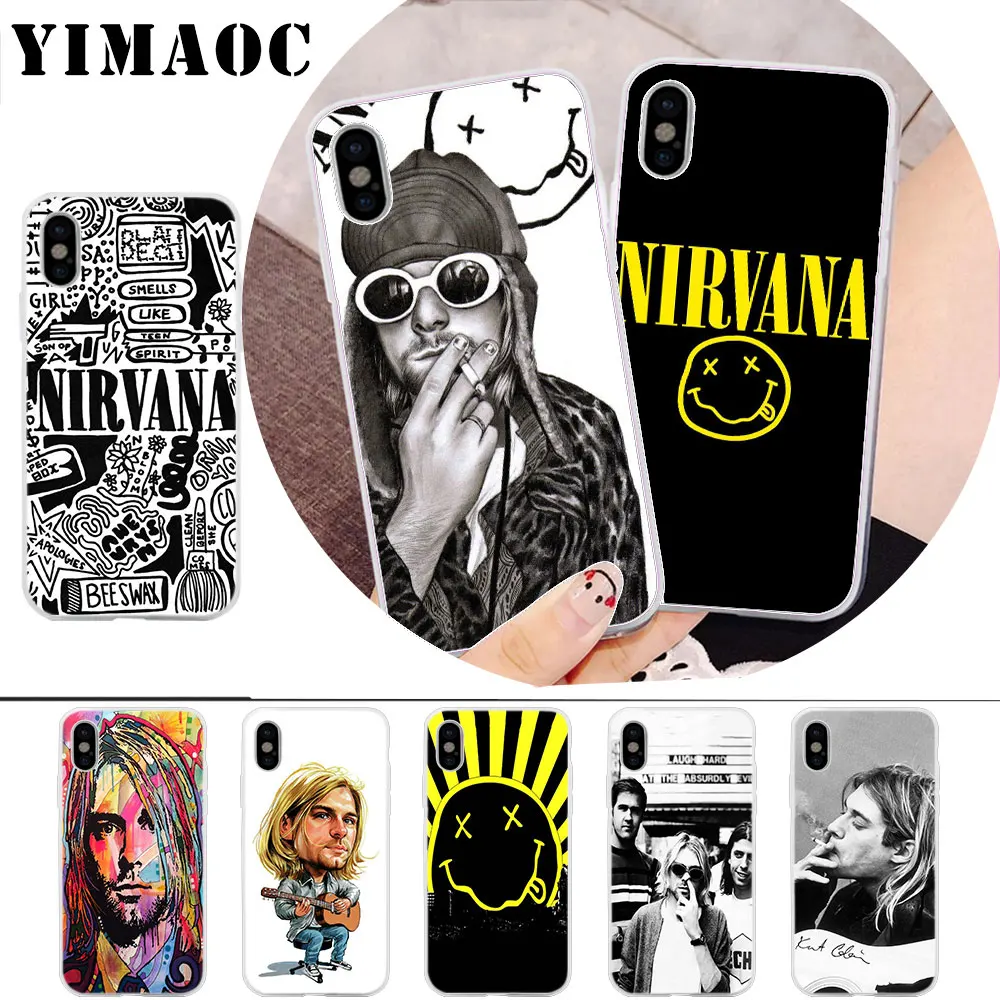 

YIMAOC Nirvana Kurt Cobain Soft Silicone Case for iPhone X r s Xr Xs Max 8 7 6S 6 Plus 5 5s SE