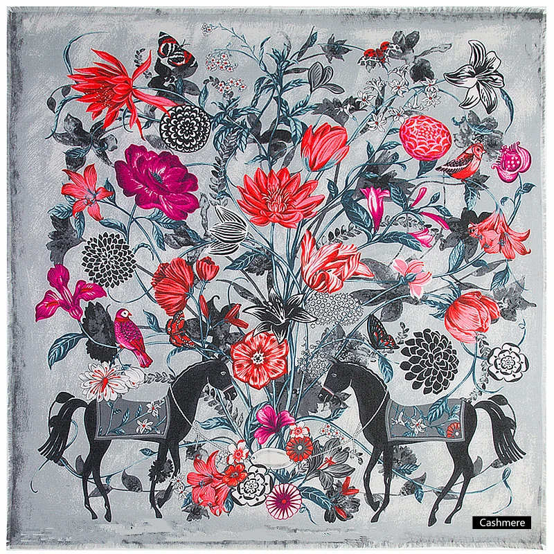Discount Cheap S91eg POBING Luxury Brand Winter Scarf Cashmere Square Scarves Spain Horse Rose Flower Print NecKerchief Women Shawls Wrap Hijab 130CM Discount Cheap S91eg POBING Luxury Brand Winter Scarf Cashmere Square Scarves Spain Horse Rose Flower Print NecKerchief Women Shawls Wrap Hijab 130CM