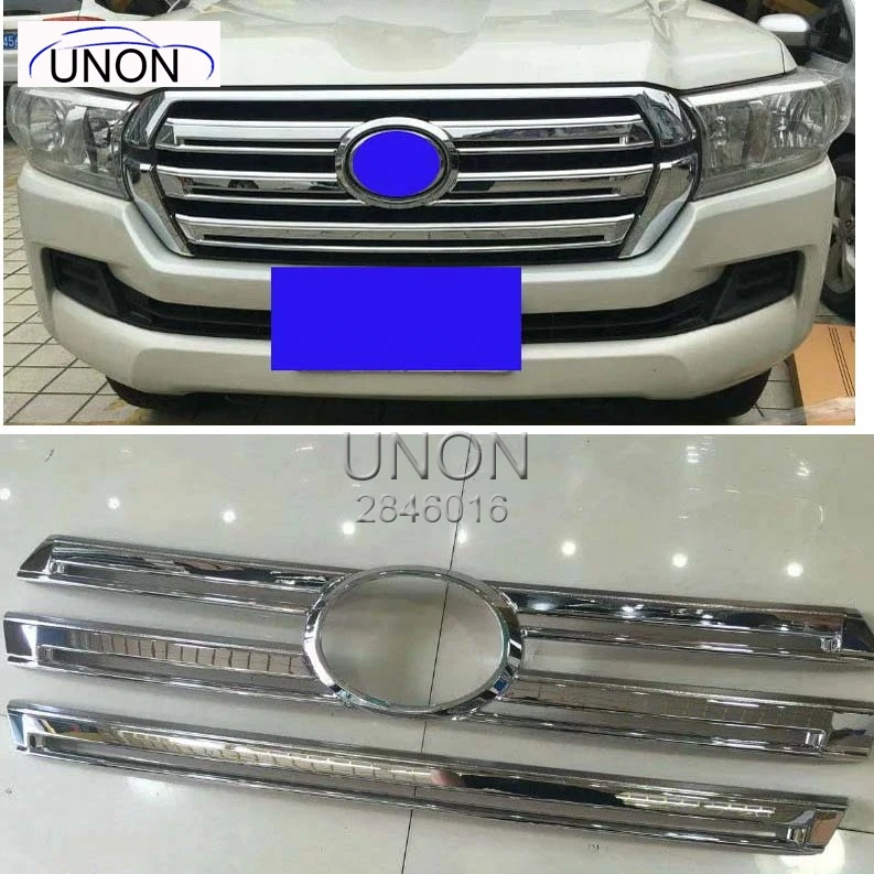 

For Toyota Land Cruiser 2016 2017 ABS chrome Front Grille Grill Cover Body Strip Decoration auto model trim protect stickers