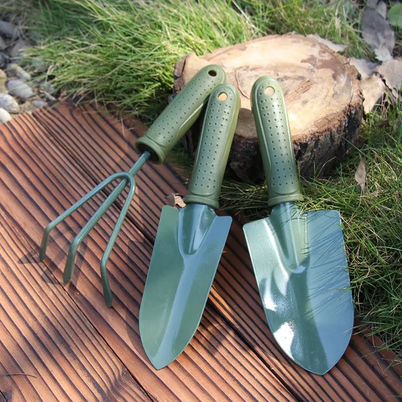 3Pcs Spade Fork Shovel Rake Harrow Set Gardening Tools Potted Plants Maintenance Suit Anti Slip Handle Gifts-KB