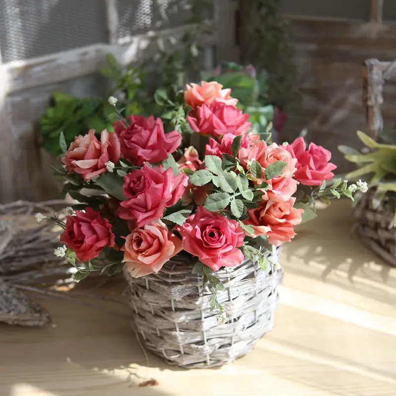 Buy Artificial Silk Flower Bouquet 5 head Roses1 Bunch