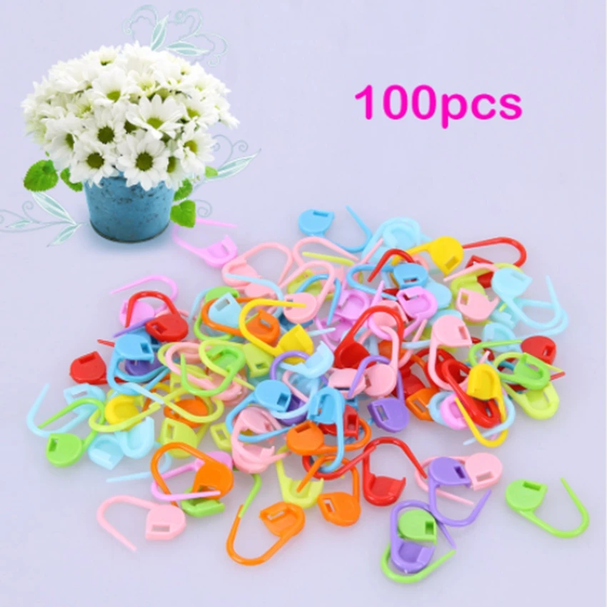 

100pcs/lot Mix Color Plastic Knitting Tools Locking Stitch Markers Crochet Latch Knitting Tools Needle Clip Hook