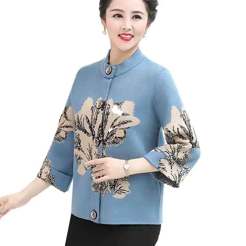 Middle-aged Women Sweater Cardigans Plus size