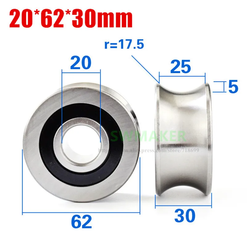 5pcs 20*62*30mm LFR series 5304 35mm optical axis, take track wheel, U bearing pulley, suitable for 35mm diameter optical axis|Pulleys| - AliExpress
