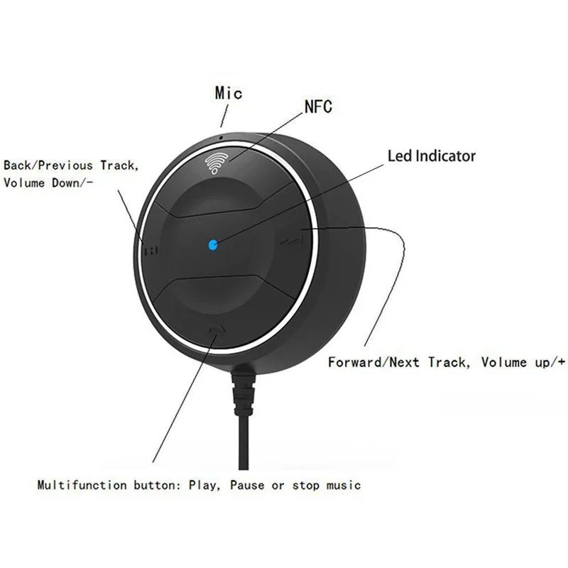 Jajabor Bluetooth 4.0 Hands Free Car Kit с NFC Функция+ 3.5 мм Aux приемника Музыка AUX громкой связи 2.1A USB автомобиль Зарядное устройство