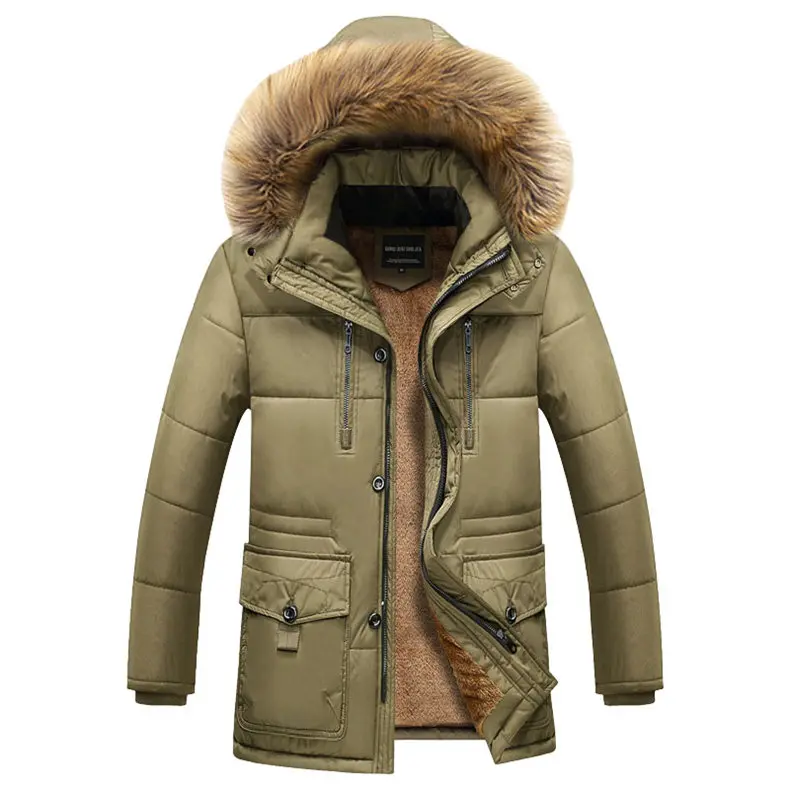 MuLS Winter Warm Fleece Men Jackets Wind Resistant Autumn Thick Fur Trim Hooded Jacket Coats Mens Cotton Padded 2019 New -20 'C 18