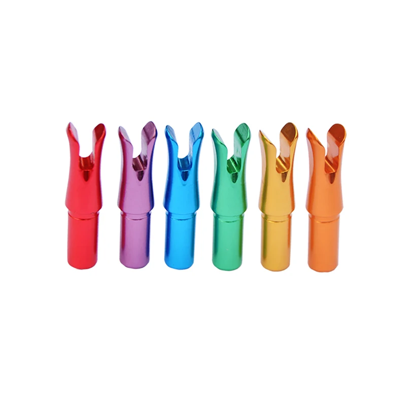 Online 6 12 stücke Bogenschießen Pin Nocke Aluminium Legierung Einfügen Pfeil Nocke Fit ID 6,2mm Pfeil Welle Verbindung Recurve Jagd Schießen zubehör