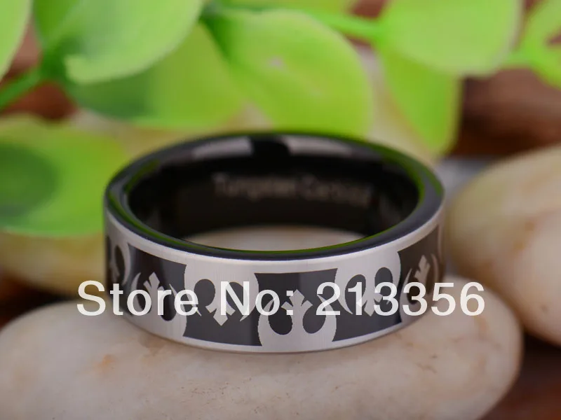 

Free Shipping UK Russia Brazil USA Hot Selling 8MM Black Pipe Star Wars Rebel Alliance Men's Lord Tungsten Carbide Wedding Ring