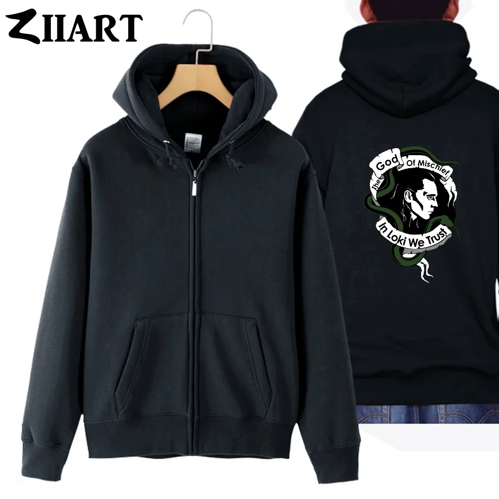 

in loki we trust the god of mischief vintage head portrait couple clothes boy man male cotton full zip hooded Coats Jackets