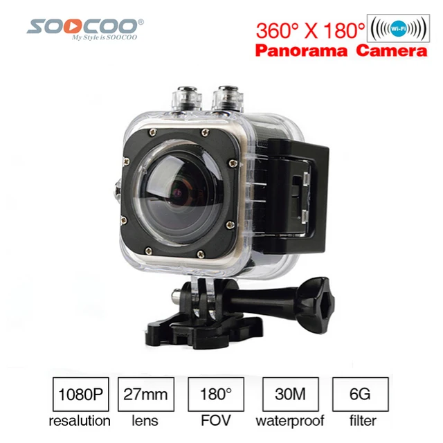 Best Price SOOCOO C-UBE360S WiFi 1.5inch 30M Waterproof Mini Sports Action Camera 360 Wide-Angle Cameras Wide-Angle 360*180 HD Video Camera