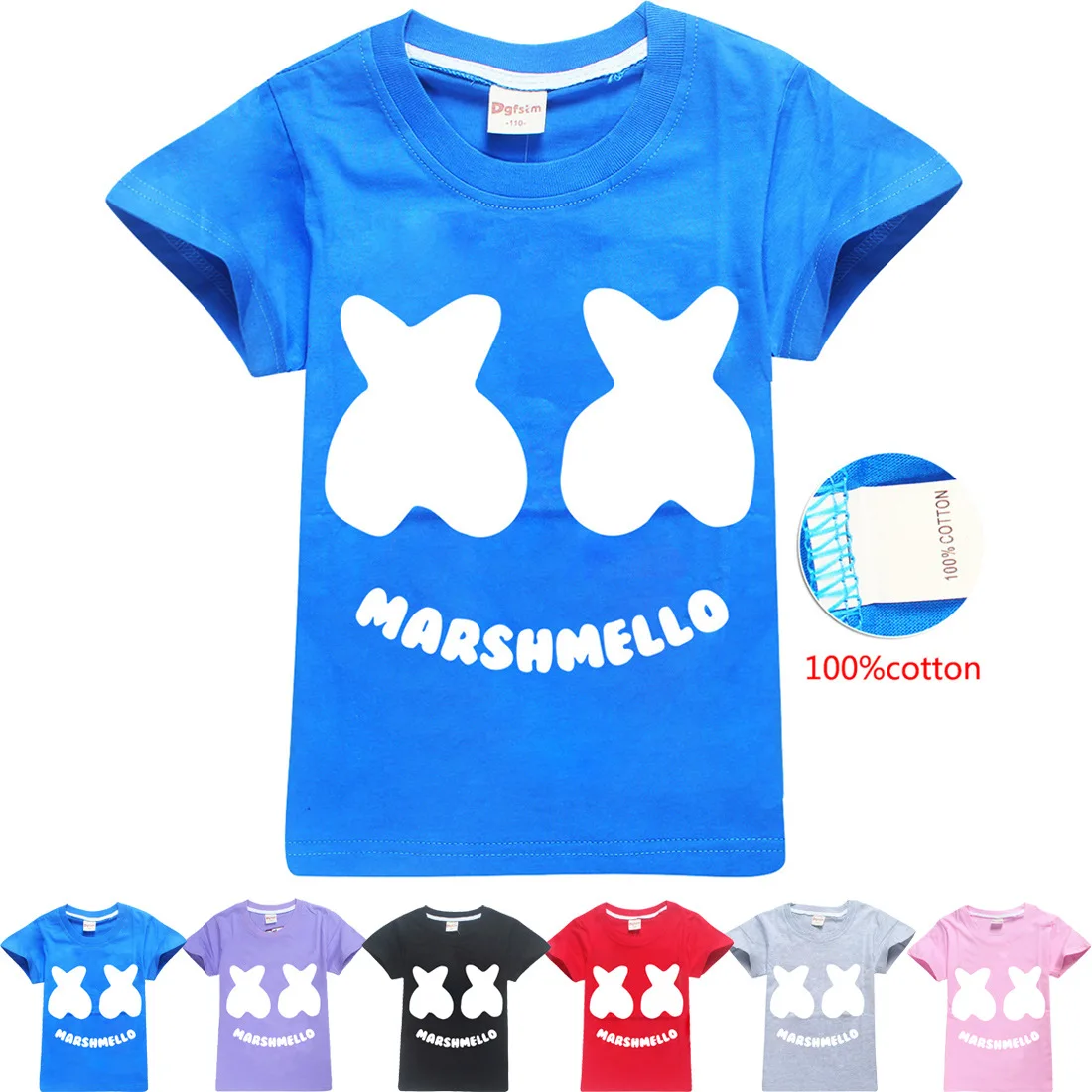 

Pure Cotton! Marshmello T Shirt DJ Music Children's T-shirt in the Big Children's short-sleeved Summer 8429