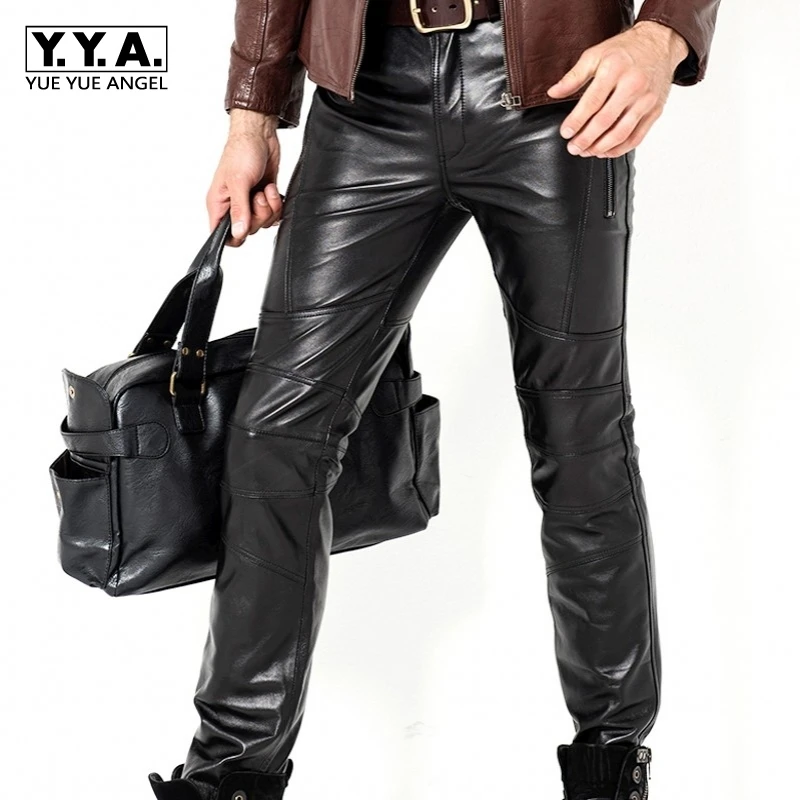 Goede Echt Lederen Broek Mannelijke Geit Strakke Leren Broek Rechte Slanke Winddicht Motorfiets Mens Nieuwe Mode Volledige Broek Plus Size 36