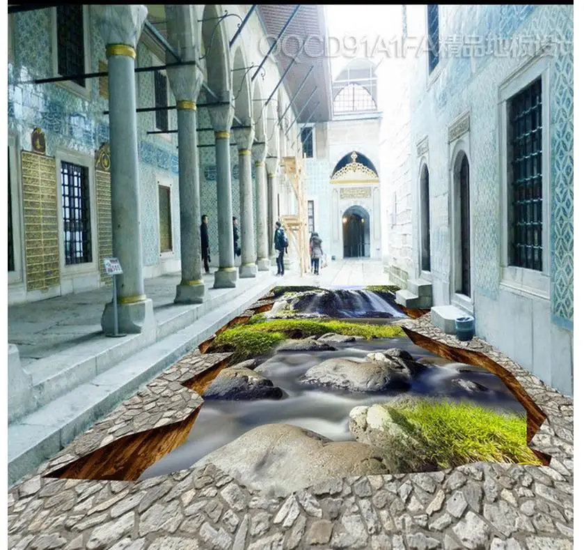 3d bathroom wallpaper waterproof floor 3d wallpaper Waterfall 3D flooring waterproof wall murals 
