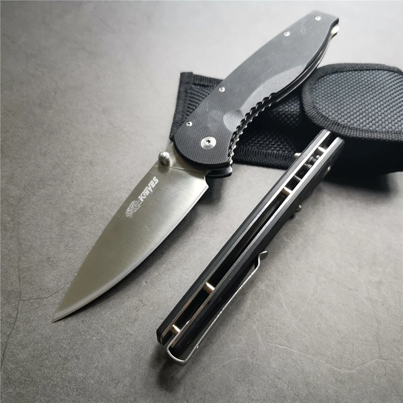

9" G10 5CR15 hunting survival folding knife stainless steel blade pocket folding knife camping EDC outdoor multi-tool