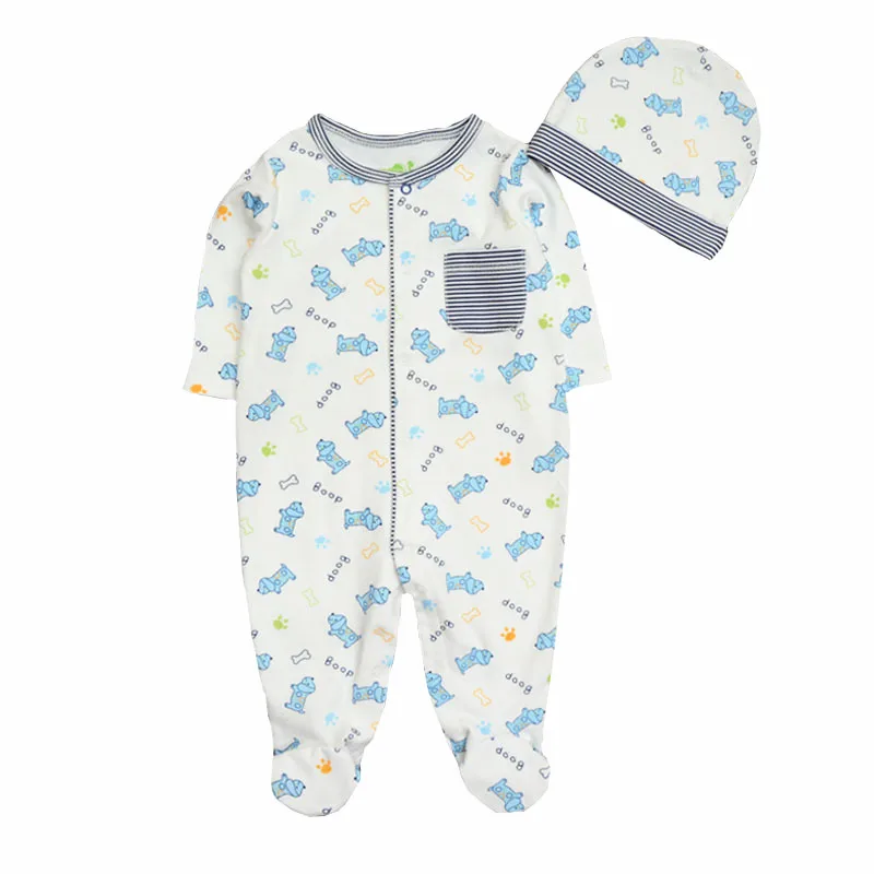 Новинка г.; милая одежда для малышей с шапочкой; удобная одежда с длинными рукавами из хлопка; комбинезоны для новорожденных девочек и мальчиков - Цвет: RFH2016