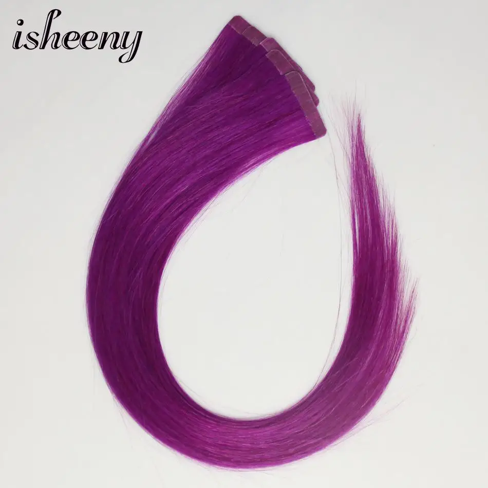 Isheeny Remy Diritta Dei Capelli Umani di Estensioni del Nastro Campioni Perfessional Salone di Estensione di Trama Della Pelle 5 pcs Per Il Test Dei Capelli