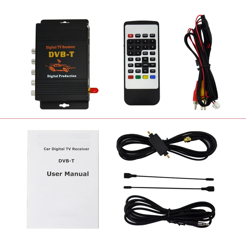 Car Four Tuner Way Single Antenna DVB T MPEG 4 External Digital mobile TV receiver