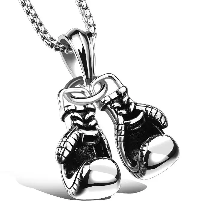 

Personality Boxing Glove Necklace For Man Fashion Stainless Steel Link Chain Boxing Jewelry Cool Accessories GX1095
