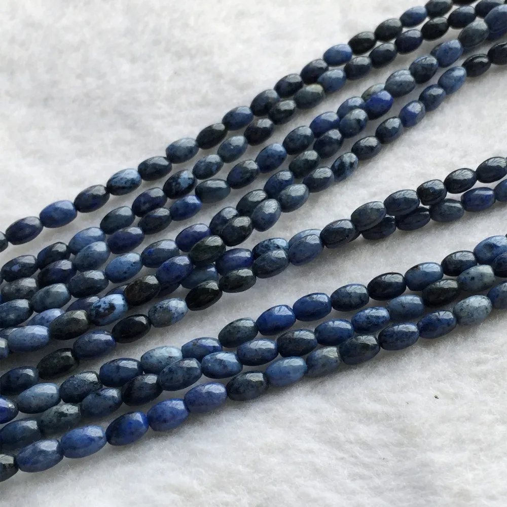 Natural Genuine Dark Blue Dumortierite Rice Oval Small Beads Fit