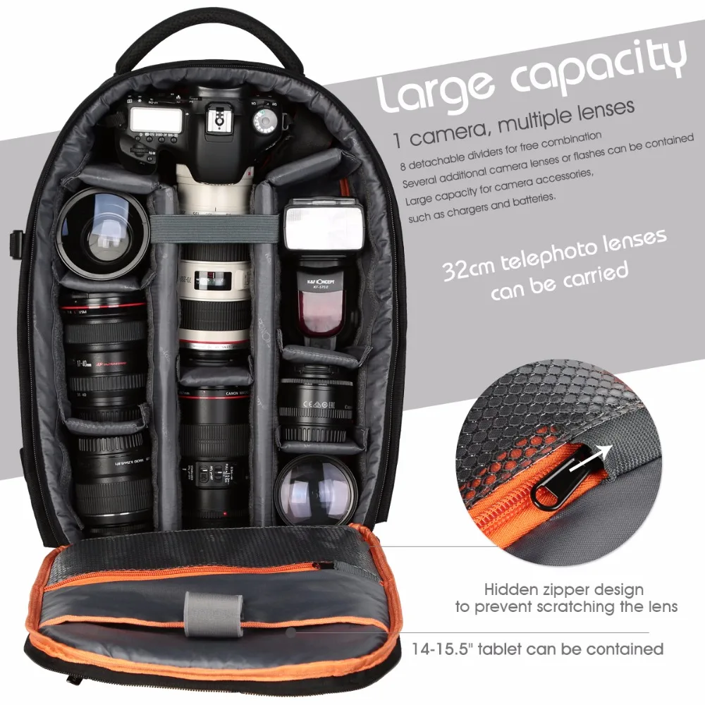 K&F CONCEPT Large Capacity Waterproof DSLR