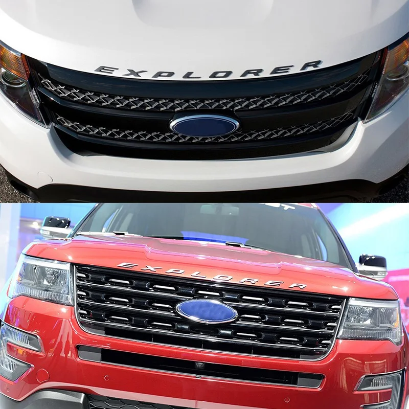 1pc ABS Car Model Emblem EXPLORER Engine Hood Head Sticker Badge Logo Car Modification Black Silver for Ford Explorer
