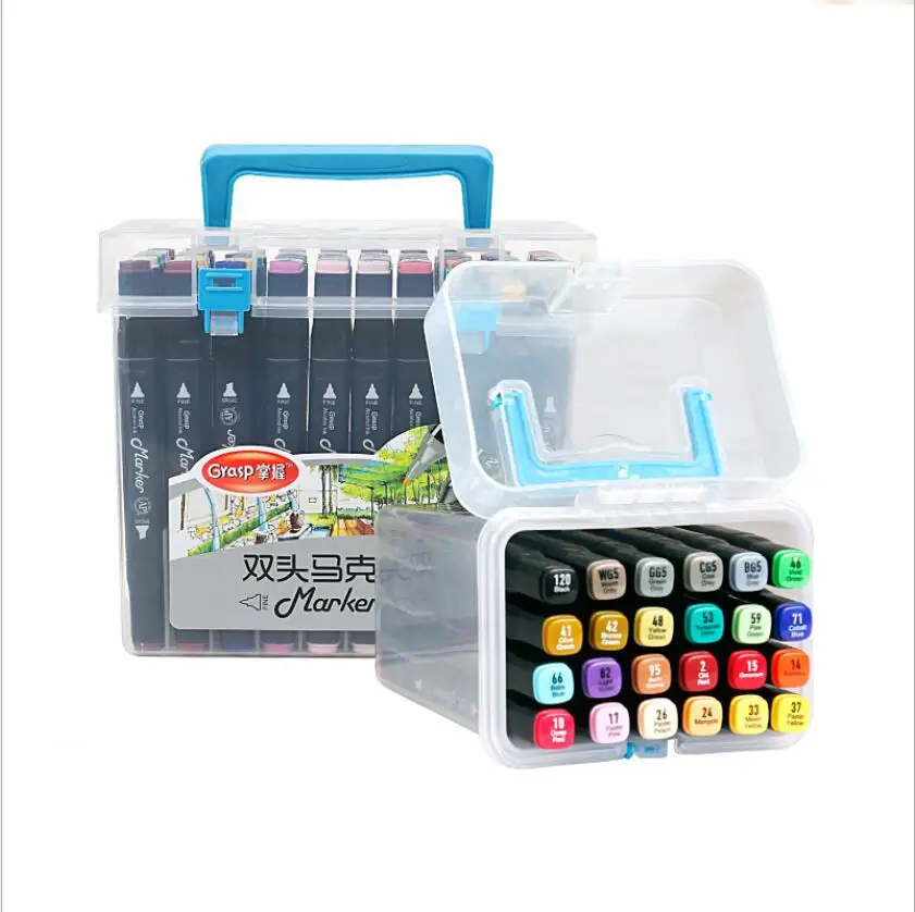 

12/24/36/48/60 Color Art Markers Set Dual Headed Artist Sketch Oily Alcohol based markers For Animation Manga Paint Kids gifts
